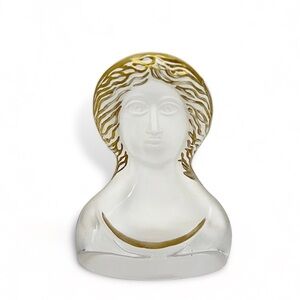 Daum France Pierre Roulot Madonna Art Glass Female Bust Figurine Signed Numbered